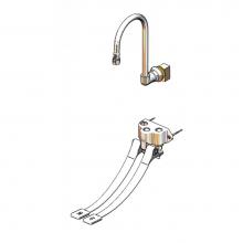 T&S Brass B-0504-537K - Wall-Mounted Double Pedal Valve w/ Dummy Rigid Gooseneck & Short Elbow