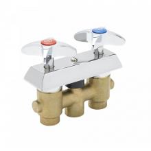 T&S Brass B-0512 - Concealed Mixing Faucet, Wall Mount, 3/8'' NPT Inlets & Outlet, 4-Arm Handles