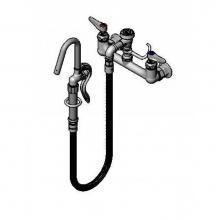 T&S Brass B-0610-36H - Pot Filler, Wall Mount, 8'' Centers, Vacuum Breaker, 36'' Hose, Hook Nozzle