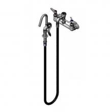 T&S Brass B-0612 - 8''c/c Wall Mount,Vacuum Breaker,68''Flex.Hose,Spray Valve,Hook Nozzle