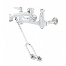 T&S Brass B-0655-BSTR - Service Sink Faucet, 8'' Wall Mount, Built-In Stops, Vacuum Breaker, Rough Chrome