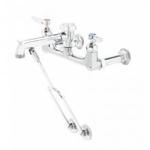 T&S Brass B-0655-POL - Service Sink Faucet, Wall Mount, 8'' Centers, Garden Hose Outlet, Vacuum Breaker, Polish