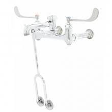 T&S Brass B-0657-BST - Service Sink Faucet, Wall Mount, 8'' Centers, Vacuum Breaker, Built-In Stops, Wrist Hand