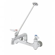 T&S Brass B-0660-BSTP - Service Sink Faucet, Wall Mount, 8'' Centers, Built-In Stops, Wall Brace, Polished Chrom