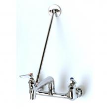 T&S Brass B-0660-POL - Service Sink Faucet, Wall Mount, 8'' Centers, Wall Brace, Plain-End Outlet, Polished Fin