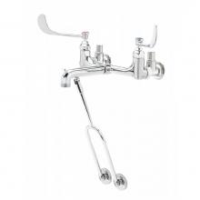 T&S Brass B-0664 - Service Sink Faucet, Wall Mount, 8'' Centers, Garden Hose Outlet, Integral Stops, Polish