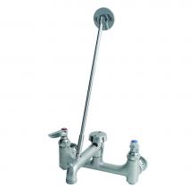 T&S Brass B-0665-BSTR - Service Sink Faucet, Wall Mount, 8'' Centers, Built-In Stops, Vacuum Breaker, Rough