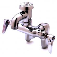 T&S Brass B-0669-POL - Service Sink Faucet, Wall Mount, Adjustable Center, Vac. Breaker, Integral Stop, Polished