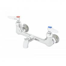 T&S Brass B-0672-POL - Service Sink Faucet, Wall Mount, 8'' Centers, Pail Hook, Plain End Outlet, Polished Chro