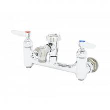 T&S Brass B-0674-BSTP - Service Sink Faucet, Wall Mount, 8'' Centers, Vac. Breaker, Built-In Stops, Polished