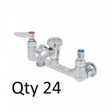 T&S Brass B-0674-RGHM24 - Service Sink Faucet, Wall Mount, 8'' Centers, Vac. Breaker, Rough Chrome (Qty. 24)