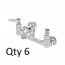 T&S Brass B-0674-RGHM - Service Sink Faucet, Wall Mount, 8'' Centers, Vac. Breaker, Rough Chrome (Qty. 6)