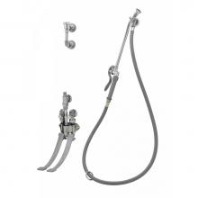 T&S Brass B-0675 - Bedpan Washer, Pedal Valve, Vacuum Breaker, Wall Hook Hose Connection, 5' PVC Hose