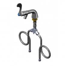 T&S Brass B-0807-01 - Metering Faucet, Single Hole Base, Flex Hoses, 4'' Wrist Action Handle