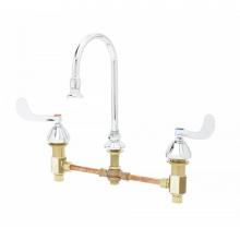 T&S Brass B-0865-04L - Medical Faucet, Concealed Body, 12'' Centers, Wrist Handles, Rigid/Swivel GN w/Rosespray