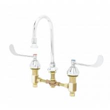 T&S Brass B-0865 - Medical Faucet, Concealed Body, 8'' Centers, Wrist Handles, Rigid/Swivel GN w/Rosespray