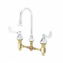 T&S Brass B-0866-04-CR - 8'' Widespread Faucet, Concealed Body, 4'' Handles, Swivel/Rigid GN, Rosespray