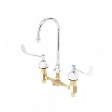 T&S Brass B-0866-07-PV - Deck Mount,Adjustable Centers,Pedal Valve Inlet,B-WH6 Handles,Swivel/Rigid Gooseneck