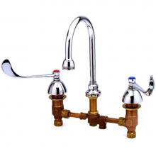 T&S Brass B-0866-PV - Medical Faucet, Conceal Body, Wrist Handle, Pedal Valve Inlet, Swivel/Rigid GN, Rosespray