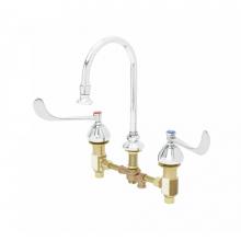 T&S Brass B-0866-PV - Medical Faucet, Conceal Body, Wrist Handle, Pedal Valve Inlet, Swivel/Rigid GN, Rosespray