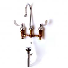 T&S Brass B-0868-04 - Medical Faucet, Concealed Body, 4'' Wrist Handles, Rigid/Swivel GN, Rosespray, Pop-Up