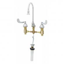 T&S Brass B-0868-04L - Medical Faucet, Concealed Body, 4'' Wrist Handles, Rigid/Swivel GN, Rosespray, Pop-Up