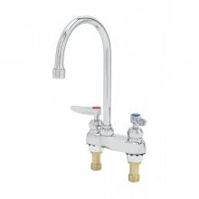 T&S Brass B-0874-122X-CR - 4'' Lavatory Fct, Deck Mt, Ceramas, Swivel/Rigid Gooseneck, Stream Regulator, Lever Hand