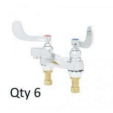 T&S Brass B-0890-M - Medical Faucet, Deck Mount, Cast Basin Spout, Aerator, 4'' Wrist Action Handles (Qty. 6)