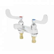 T&S Brass B-0890-QT-WS - 4'' Centerset Mixing Faucet, 1.5 GPM Aerator, 4'' Wrist Action Handles, 1/4 Tu