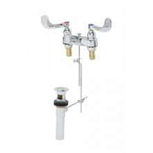 T&S Brass B-0891 - Medical Faucet, Deck Mount, Cast Basin Spout, Aerator, 4'' Wrist Action Handles, Pop-Up