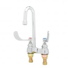 T&S Brass B-0892-F05 - Lavatory Faucet, Deck Mount, Swivel/Rigid Gooseneck, 0.5 GPM Spray Device, 4'' Handles