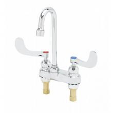 T&S Brass B-0892-F1-CR-SC - 4'' Centerset Fct, Deck Mt, Swivel/Rigid Gooseneck, 1.0 gpm Aerator, CV Ceramas, 4'