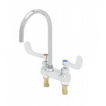 T&S Brass B-0892-LF12-CR4 - 4'' Centerset Faucet, Ceramas, 4'' Wrist-Action Handles, Swivel XP Gooseneck,