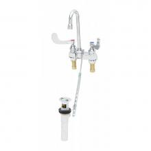 T&S Brass B-0893 - Medical Lav Faucet, Deck Mount, Swivel/Rigid Gooseneck, Aerator, 4'' Handles, Pop-Up Dra