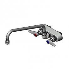T&S Brass B-1108 - Workboard Faucet, Wall Mount, 3-1/2'' Centers, 12'' Swing Nozzle, Lever Handle