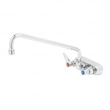 T&S Brass B-1108 - Workboard Faucet, Wall Mount, 3-1/2'' Centers, 12'' Swing Nozzle, Lever Handle