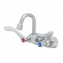 T&S Brass B-1115-131X-WH4 - 4'' Wall Mount Workboard Faucet, Swivel Gooseneck & 4'' Wrist Action Handl