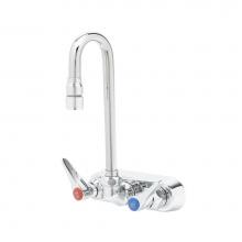 T&S Brass B-1115-132XN5CR - 4'' Workboard Faucet, Wall Mount, Ceramas w/ Check Valves, Swivel Gooseneck, Lever Handl