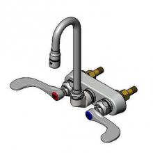 T&S Brass B-1115-132XN5Q4 - 4'' Workboard Faucet, Wall Mount, Qtr-Turn, Swivel Gooseneck, 4'' Wrist Handle