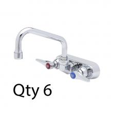 T&S Brass B-1116-M - Workboard Faucet, Wall Mount, 4'' Centers, 8'' Swing Nozzle, Lever Handles (Qt