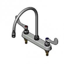 T&S Brass B-1120-135X-WH4 - Workboard Faucet, 8'' Deck Mount, 135X-A22 Swivel Gooseneck, 4'' Wrist-Action