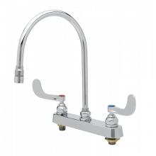 T&S Brass B-1120-135X-WH4 - Workboard Faucet, 8'' Deck Mount, 135X-A22 Swivel Gooseneck, 4'' Wrist-Action