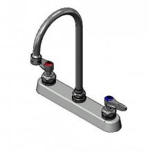 T&S Brass B-1120-5X-V22CR - 8'' Deck Mount Faucet, Ceramas, Lever Handles, Swivel Gooseneck w/ VR 2.2 GPM Aerator