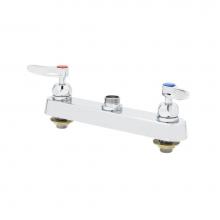 T&S Brass B-1120-CR-LN - 8'' Deck Mount Workboard Faucet, Less Nozzle, Cerama, Lever Handles