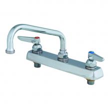 T&S Brass B-1121-M - Workboard Faucet, Deck Mount, 8'' Centers, 8'' Swing Nozzle, Lever Handles (Qt