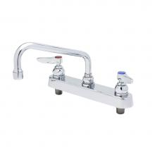 T&S Brass B-1121 - Workboard Faucet, Deck Mount, 8'' Centers, 8'' Swing Nozzle, Lever Handles