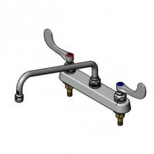 T&S Brass B-1123-WH4 - Workboard Faucet, 8'' Deck Mount, 12'' Swing Nozzle, 4'' Wrist-Actio