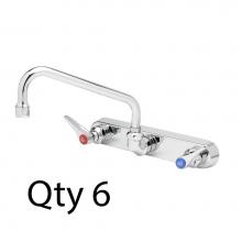 T&S Brass B-1125-M - Workboard Faucet, Wall Mount, 8'' Centers, 6'' Swing Nozzle, Lever Handles (Qt