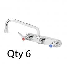 T&S Brass B-1126-M - Workboard Faucet, Wall Mount, 8'' Centers, 8'' Swing Nozzle, Lever Handles (Qt