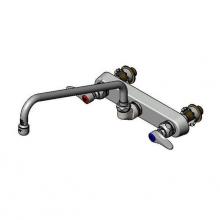 T&S Brass B-1128-XS - Workboard Faucet, Wall Mount, 8'' Centers, 12'' Swing Nozzle, Lever Handles, 2